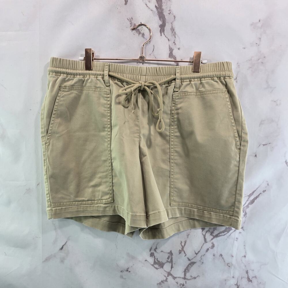 J Jill Shorts Womens Medium Petite Khaki Tan Beige Twill High Rise